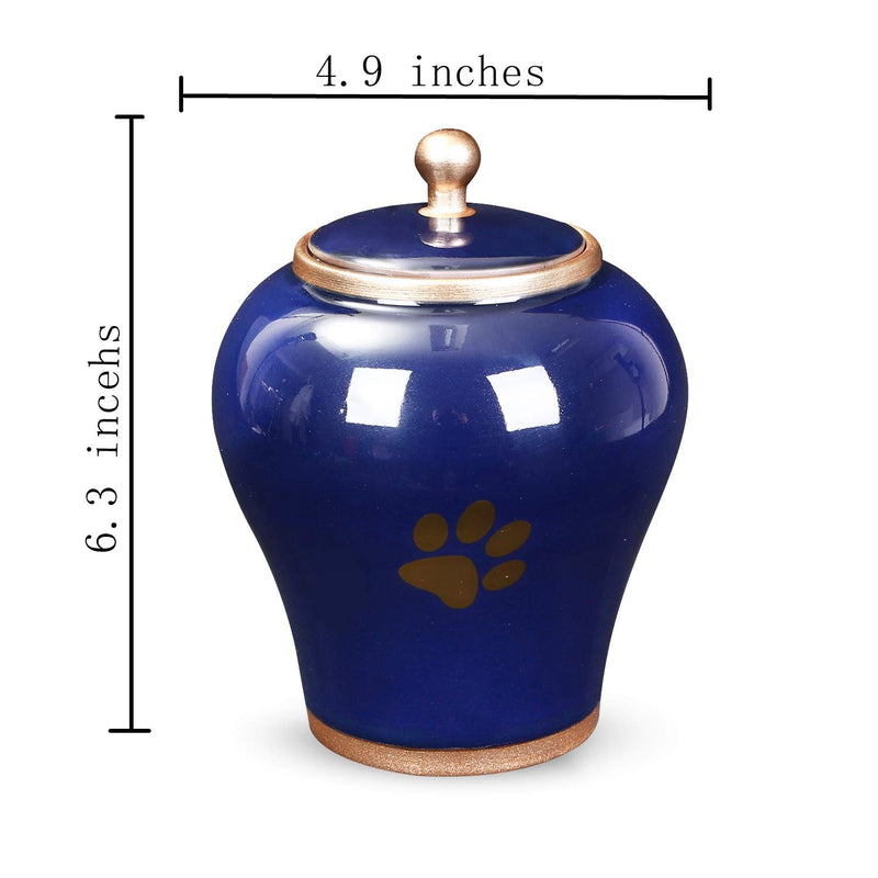 Youdear Memorials 6'' Handicrafts Pet Urns,Premium Urns for Dog and Cat Ashes,Suitable Size Keepsake Urns for Ashes Up to 55 Cubic inches Blue - PawsPlanet Australia