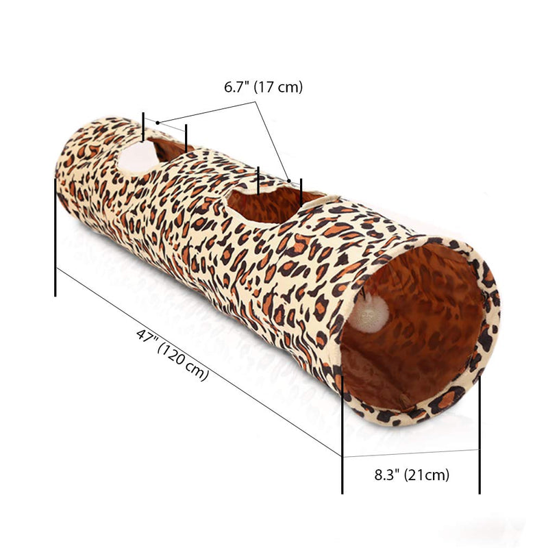 SunGrow Cat Tunnel, Leopard Skin Print, Encourages Healthy Play, Promotes Physical and Psychological Well-Being of Felines, Comes with Hanging Ball, Make Your Kitty Feel Like a Mighty Leopard - PawsPlanet Australia