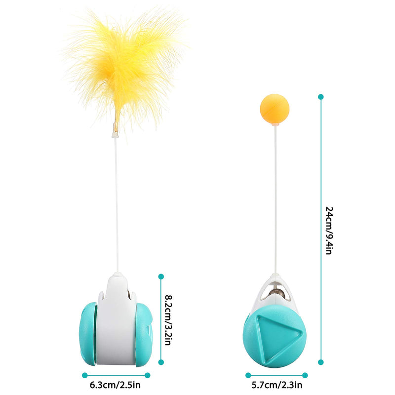 [Australia] - Kadell Cat Toys for Indoor, Cats Interactive Roller Toy with Feather Ball Catnip Balance Cat Chasing Exercise Puzzle Toy for Kitten Blue 