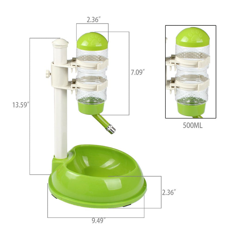 [Australia] - Pawow Pet Dog Cat Automatic Water Food Feeder Bowl Bottle Standing Dispenser Green 