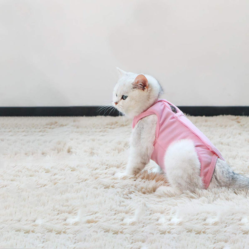 POPETPOP Recovery Suit Sterilization Care Wipe Medicine Prevent Licking After Surgery Wear Weaning and Warm Recovery Cloth Suit for Cats Dogs Pets - Length Approx. 28cm (Pink) - PawsPlanet Australia
