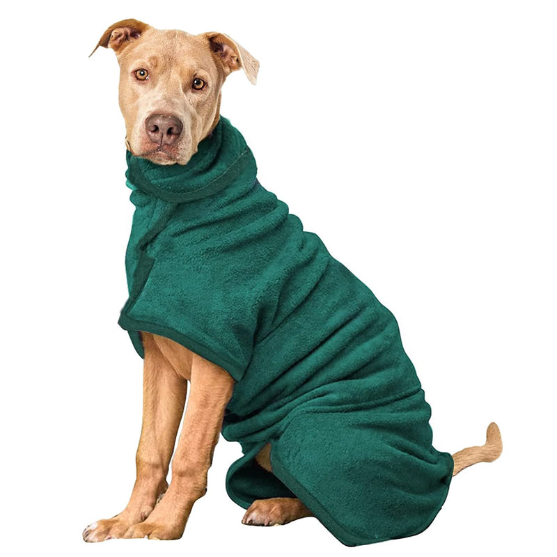 PETTOM Dog Bathrobe Microfiber Bath Accessories Bath Towel Quick Drying Dog Bathrobe for Small Medium and Large Dogs (XL, Green) XL - PawsPlanet Australia