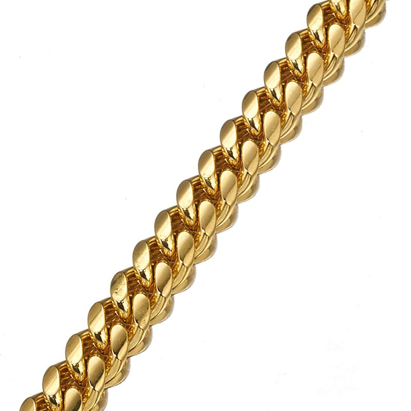 [Australia] - Aiyidi Polished 18K Gold Plated Dog Collar Stainless Steel 12mm, 15mm, 18mm Curb Choke Chain Collar for Dog's Training, Daily Use 18 inches (for 12.1''~14'' dog's neck) 