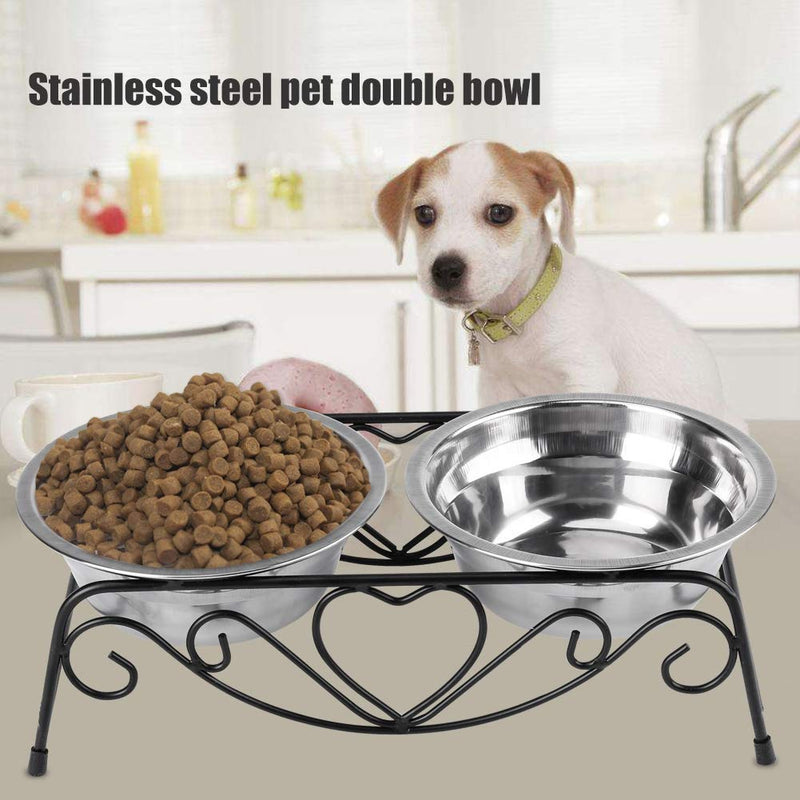 GAESHOW Stainless Steel Double Dog Cat Food Water Bowls Feeder Dishes Shelf Stand Cat Food Bowls - PawsPlanet Australia