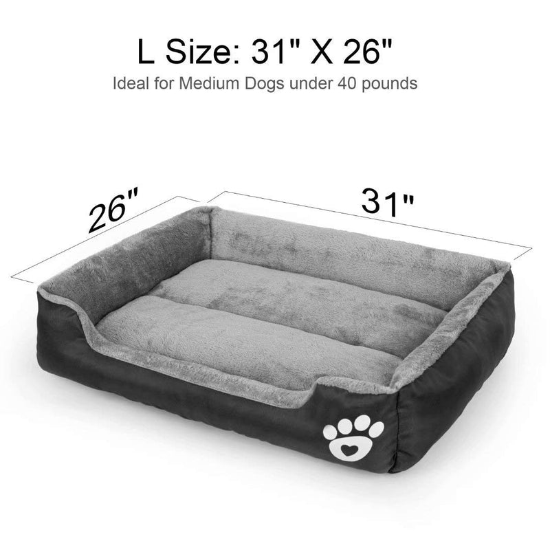 Calming Dog Bed, Warming Washable Rectangle Sleeping Orthopedic Sofa Pet Bed with Breathable Soft Cotton and Coral Fleece, Non-Slip Bottom for Large Medium Small Dogs and Cats. - PawsPlanet Australia