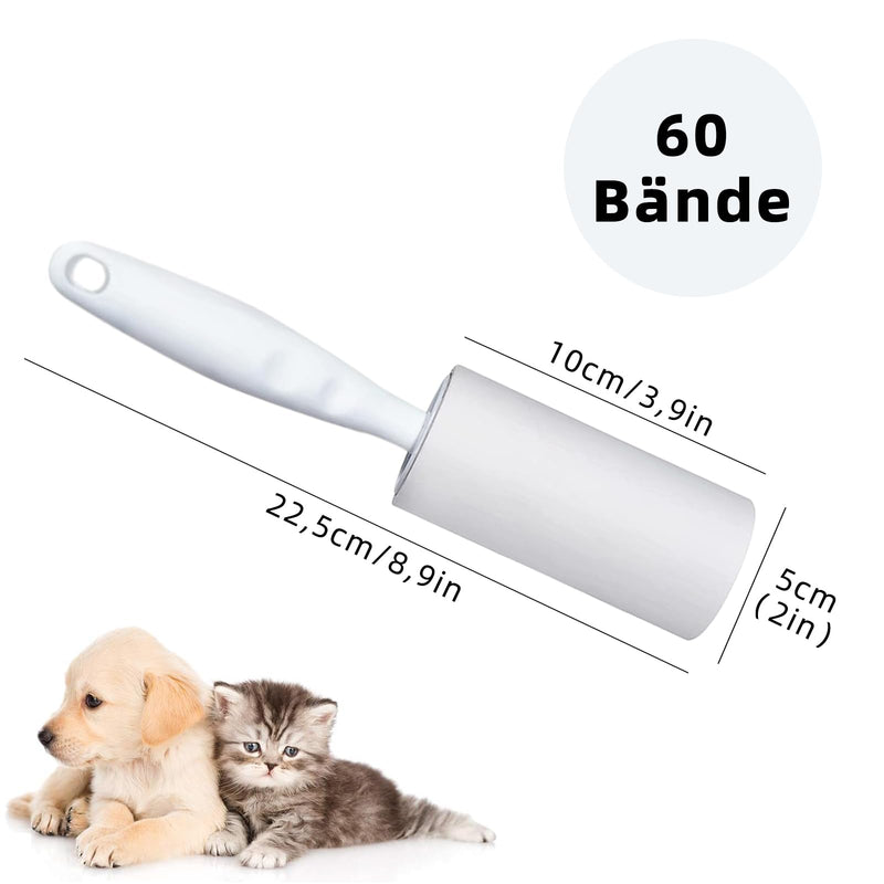 ACONDE sticky lint roller 10 rolls with 60 sheets each + 2 dispensers, replacement rolls for clothes, lint brush clothes, for sofa, bed, pet hair and carpet 12 PACK - PawsPlanet Australia