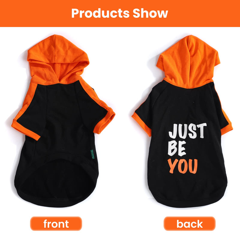 Laifug Personalized Dog Hoodie, Soft and Warm Dog Hoodie Sweater, Cotton Clothes for Pet Dogs Boys and Girls X-Small Black Orange - PawsPlanet Australia