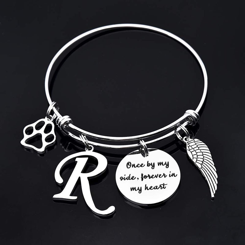 [Australia] - Loss of Pet Memorial Gifts Bracelet - Initial Charm Bracelet Once by My Side Forever in My Heart Jewelry Sympathy Condolences Gift for Pet Owner R 