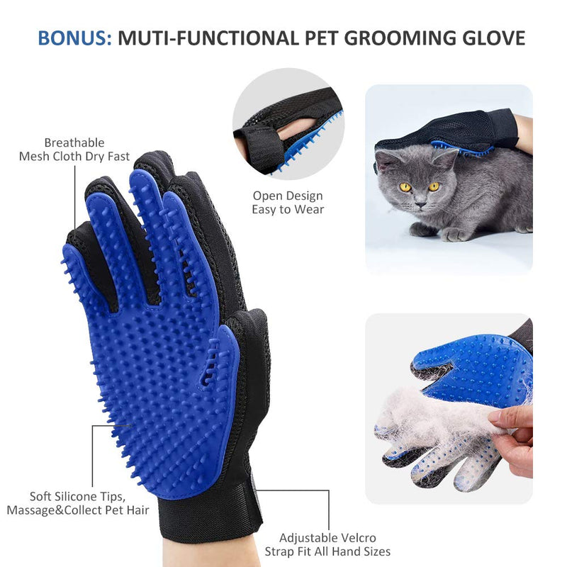 Pet Hair Remover, Upgrade Pet Hair Remover Brush & Pet Grooming Gloves Set, Perfect for Dog Cat with Long or Short Fur, Double-Sided Brush with Self-Cleaning Base for Clothing, Couch, Carpet, Car Seat - PawsPlanet Australia