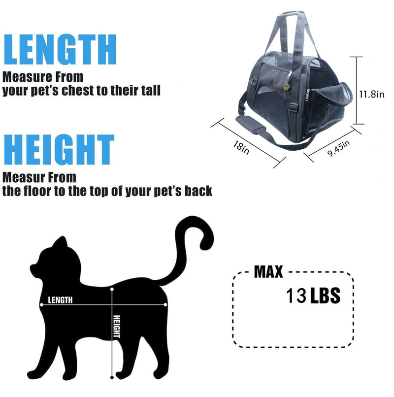 ZaneSun Cat Carrier,Soft-Sided Pet Travel Carrier for Cats,Dogs Puppy Comfort Portable Foldable Pet Bag Airline Approved Medium-Black - PawsPlanet Australia