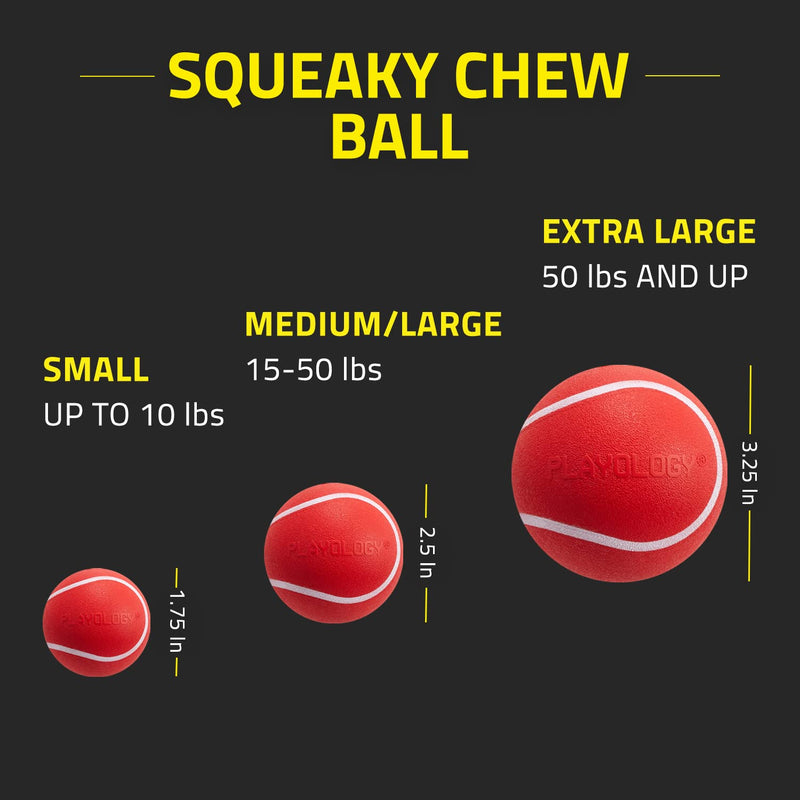 Playology Squeaky Chew Ball Dog Toy, for Medium / Large Dogs (10lbs and Up) - for Moderate to Heavy and Aggressive Chewers - Engaging All-Natural Scented Toy - Non-Toxic Materials Medium/Large Chew Ball Beef - PawsPlanet Australia