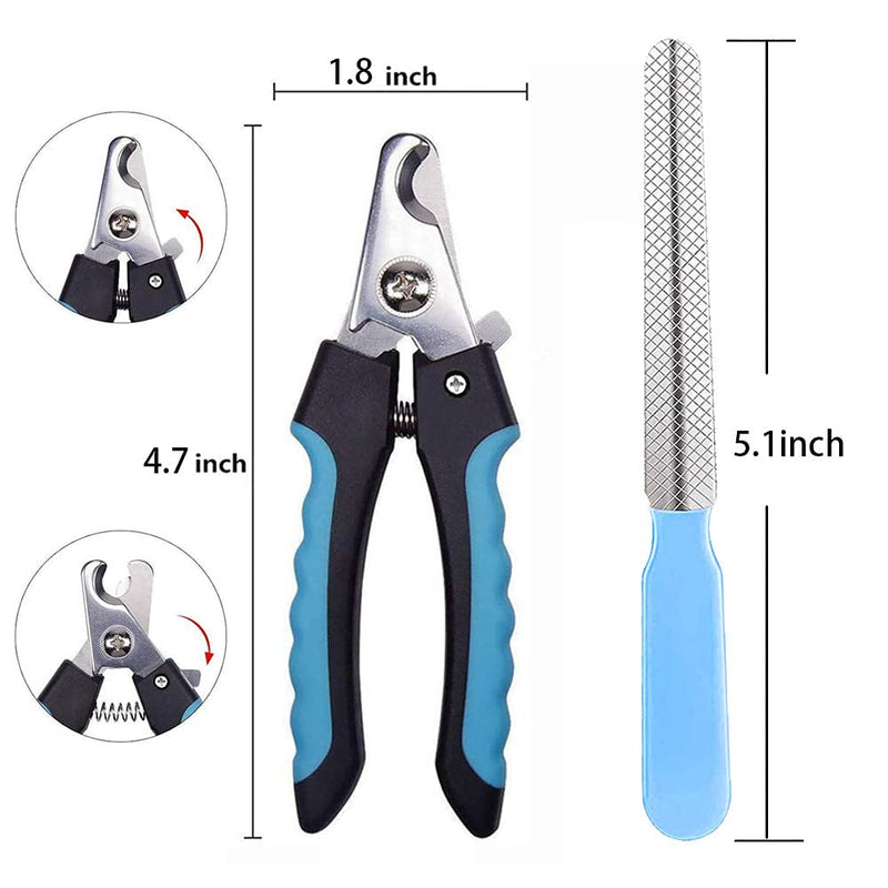 HouChanges Nail Clippers for Small Dogs Cats with Nail File,Safety Guard Ergonomic Protective Pets Nail Cutter(Blue) NailClippers-set - PawsPlanet Australia