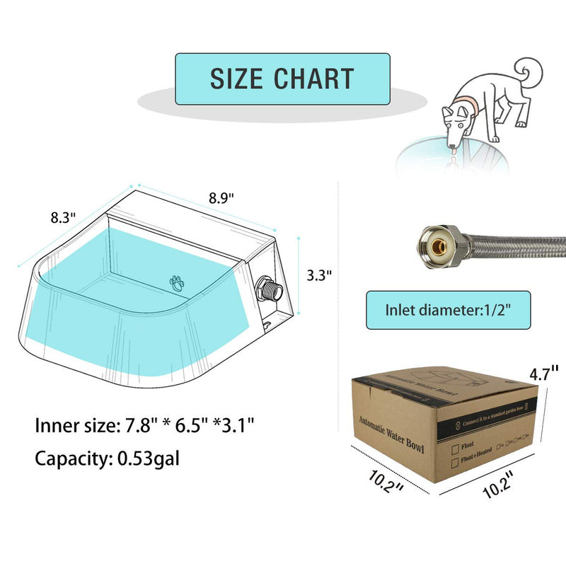 [Australia] - Namsan Dog Automatic Waterer Automatic Water Bowl Feeder with Float Valve for Dogs, Cats, Chickens, Connect 1/2-Inch Female Screw Thread Hose, 2L 