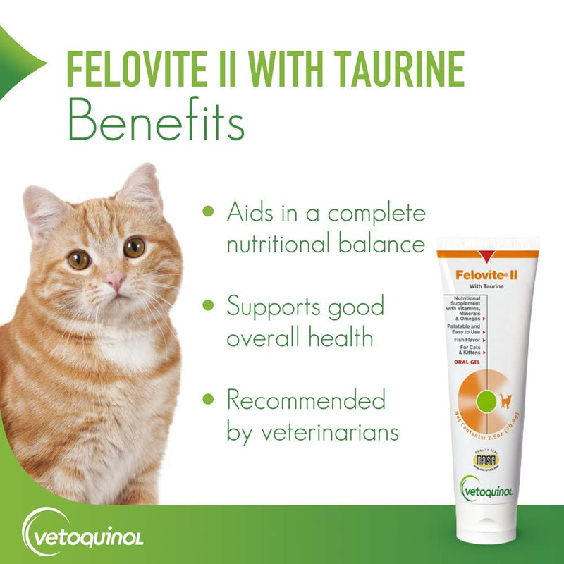 Vetoquinol Felovite II Oral Gel Vitamin & Mineral Cat Supplement with Taurine, 2.5oz - PawsPlanet Australia