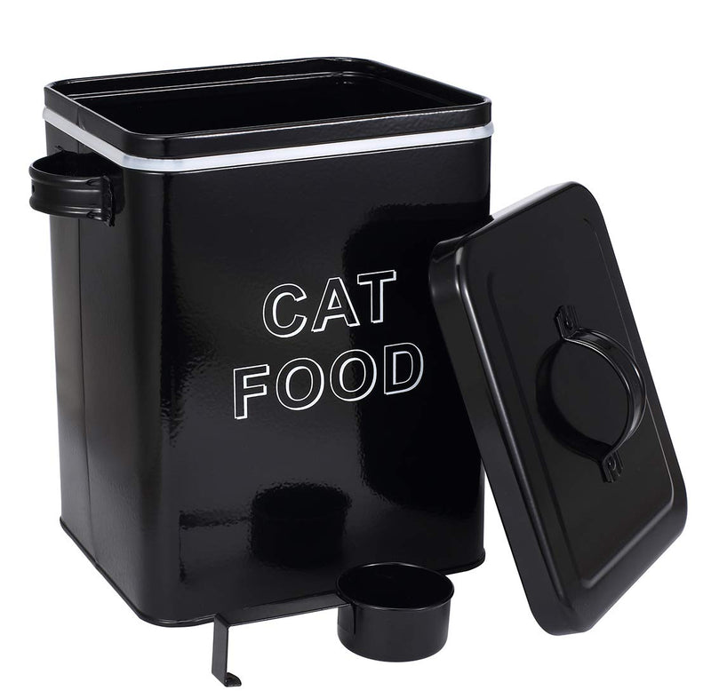 Morezi Dog Treat and Food Storage Tin with Lid and Serving Scoop Included - Cream Powder - Coated Carbon Steel - Tight Fitting Lids - Storage Canister Tins Black Cat Food - PawsPlanet Australia