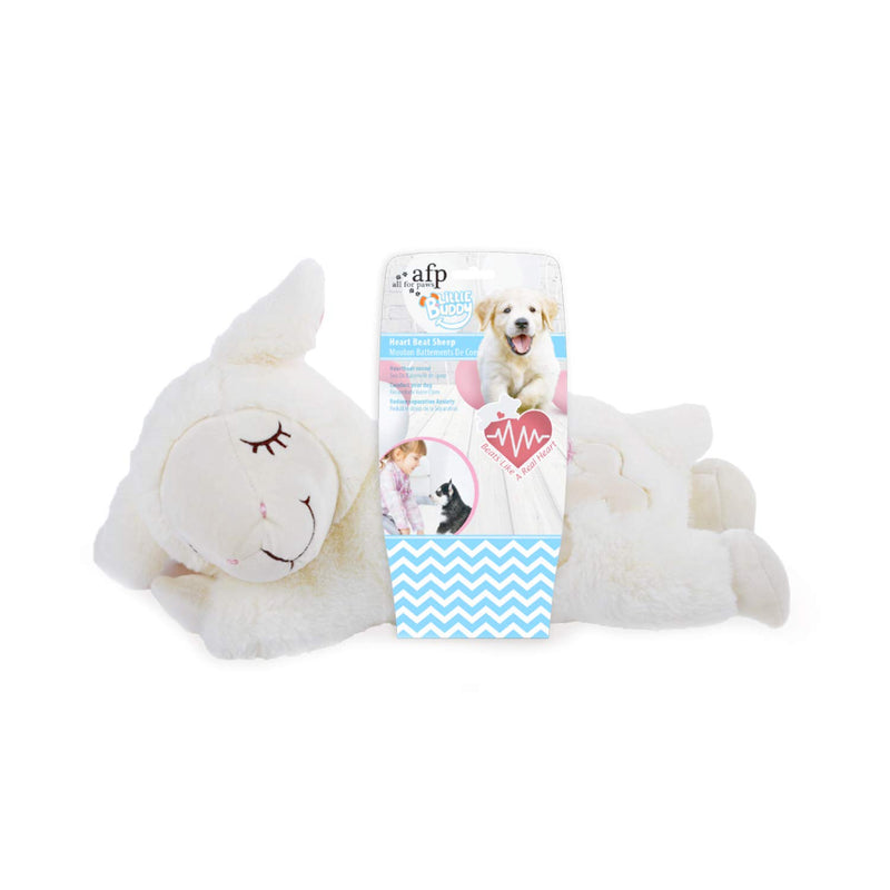 [Australia] - All for Paws Puppy Heart Beat Behavioral Aid Plush Toy, Dog Comfort Sleep Toys White Sheep 