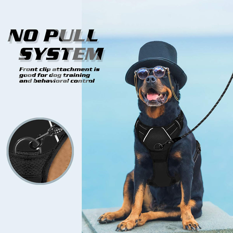 [Australia] - BARKBAY No Pull Dog Harness Large Step in Reflective Dog Harness with Front Clip and Easy Control Handle for Walking Training Running Large(Chest:27-32") Black 