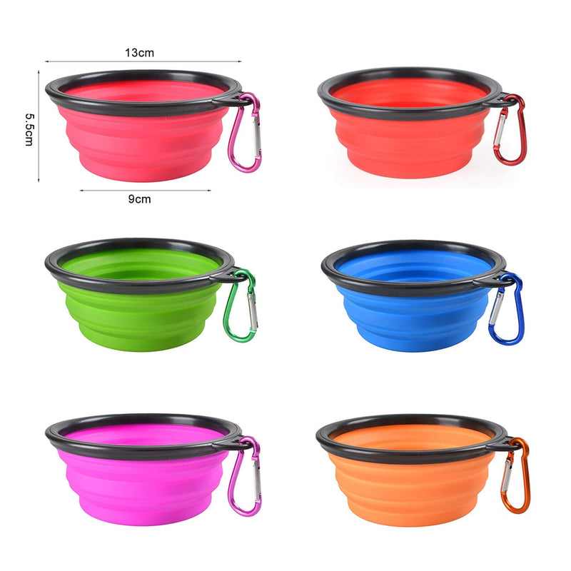 LxwSin Large Collapsible Dog Bowl, Travel Pet Bowl, 6 PCS Silicone Portable Pet Food Water Bowl Foldable Expandable Cup Dish for Outdoor Pet Dog Cat Food Water Feeding with Carabiner Clip for Travel - PawsPlanet Australia