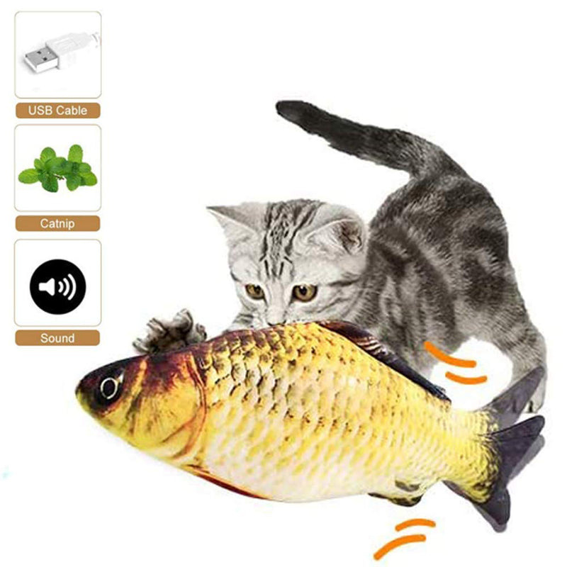 Electric Wagging Fish Cat Toy, Realistic Plush Electric Wagging Fish Toys, Simulation Interactive Funny Chew Cat Toy, Electric Fish Cat Toy, for Indoor Cats Pets Chewing Biting Kicking, Crucian Carp - PawsPlanet Australia