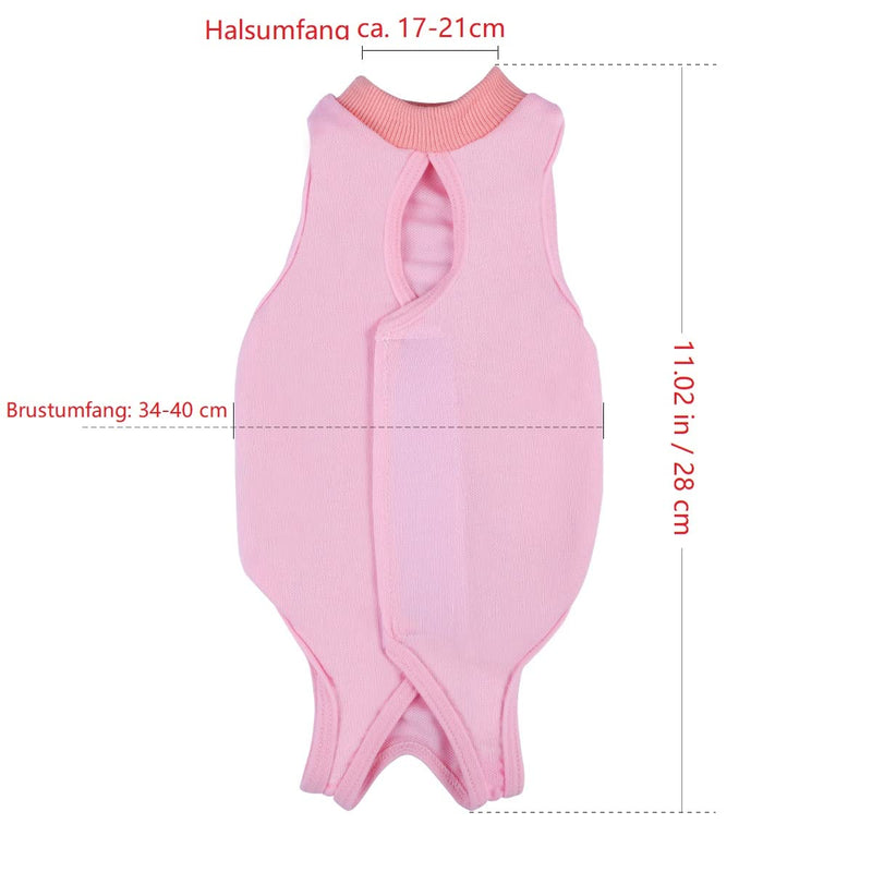 POPETPOP Recovery Suit Sterilization Care Wipe Medicine Prevent Licking After Surgery Wear Weaning and Warm Recovery Cloth Suit for Cats Dogs Pets - Length Approx. 28cm (Pink) - PawsPlanet Australia