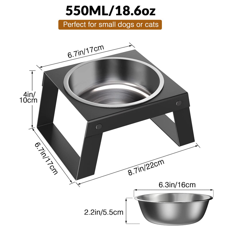 Pawaboo Elevated Dog Bowl, Foldable Metal Food Stand Stainless Steel Dog Food Water Feeding Bowl, with Non-slip Mat Collapsible Pet Bowl, No Spill Raised Pet Bowls for Small Dog and Cat, Black Single Bowl - PawsPlanet Australia