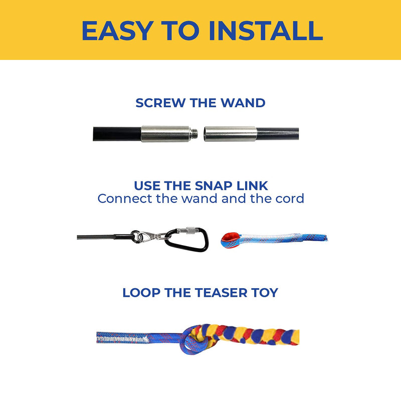 CHEERING PET Flirt Pole for Dogs, Teaser Wand with Colorful Braided Rope Tether, Exercise Fun for Dogs, Durable Interactive Dog Toy Dog Flirt Pole Colorful Tether - PawsPlanet Australia