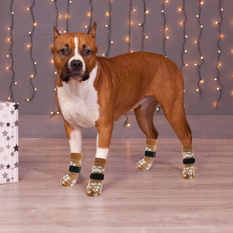 EXPAWLORER Double Side Anti-Slip Dog Socks 2 Pairs - Adjustable Pet Paw Protector with Strap, Traction Control Non-Skid for Indoor on Hardwood Floor Wear, Paw Protection for Puppy Pets Dogs Small - PawsPlanet Australia