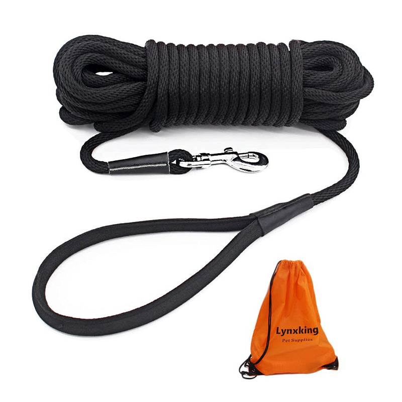 lynxking Dog Leash Trailing Leash for Dogs Reflective Training Leash 9m Training Leash with Carabiner Hook Nylon Long Rope for Small, Medium Large Dogs with Handle 0.9cm x 9m Black - PawsPlanet Australia