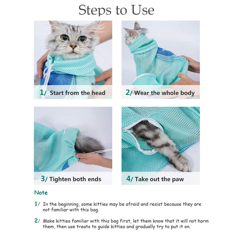 [Australia] - PUMYPOREITY Cute Cat Grooming Bag, Soft Mesh Bath Bag with Adjustable Drawstring, Multiuse Breathable Anti-Bite/Scratch Cat Restraint Bag for Shower/Nail Trimming/Examining/Ear Clean/Injecting Blue Whale 