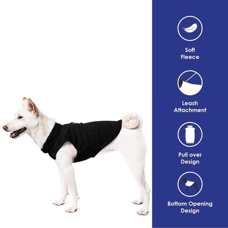 Gooby Fleece Vest Dog Sweater - Warm Pullover Fleece Dog Jacket with Leash Attachment - Winter Small Dog Sweater Coat - Cold Weather Dog Clothes for Small Dogs Boy or Girl for Indoor and Outdoor Use X-Small chest (~11") Black - PawsPlanet Australia