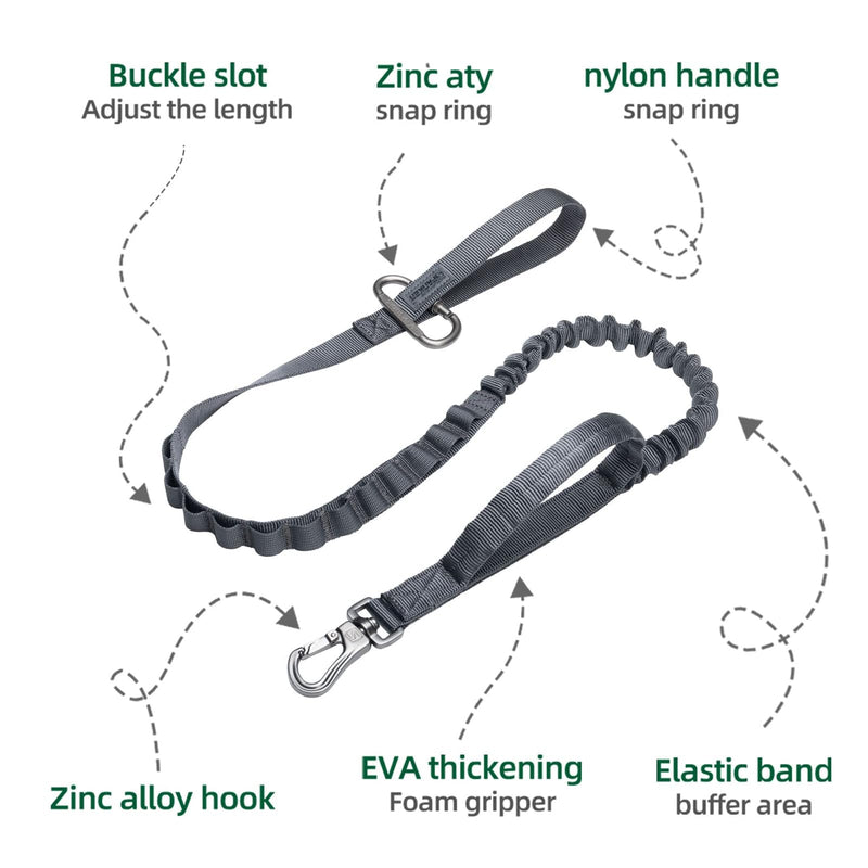 EXCELLENT ELITE SPANKER Tactical Bungee Dog Leash Military Leash Dogs Elastic Brown Black Dog Leash Walk Training Leash (Grey) Grey - PawsPlanet Australia