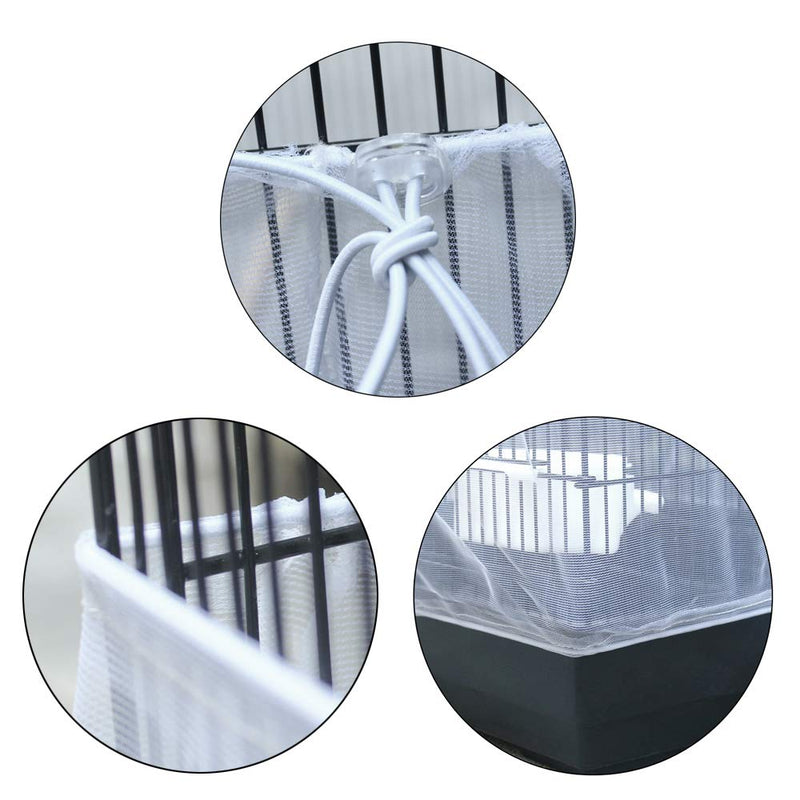 ASOCEA Extra Large Bird Cage Seed Catcher Guard Universal Birdcage Cover Nylon Mesh Net for Parrot Parakeet Macaw Lovebird African Grey - White (Not Include Birdcage) - PawsPlanet Australia