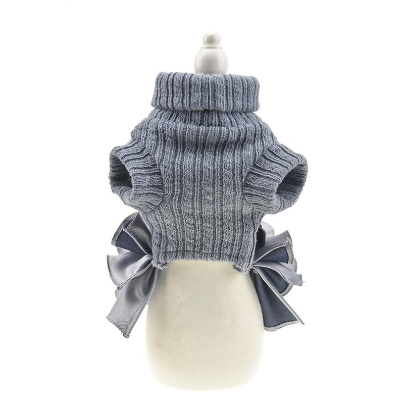 [Australia] - FLAdorepet Winter Warm Dog Sweater Dress Tutu Skirt Pet Cat Knitted Clothes for Small Medium Dog Girls XS Grey 