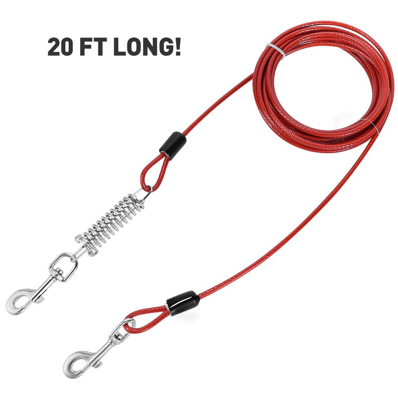 UEETEK Dog Tie Out Cable for Dogs, 20ft Pet Heavy Tie-Out Cable with Swivel Clip Tangle Free for Dogs Up to 110 Pound - PawsPlanet Australia