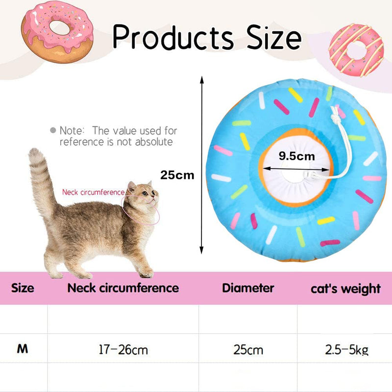 Pet Protective Collar,Adjustable Donut Cat Recovery Collars Cute Soft Cone,Pets Neck Elizabethan Collar Anti-Bite Lick Surgery Wound Healing for Cats Dogs(M) (blue) blue - PawsPlanet Australia
