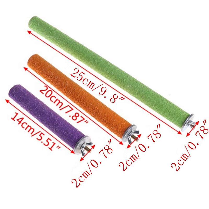 PIVBY Wood Bird Cage Perch Colorful Parrot Stand Toy Platform Paw Grinding Stick for Amazon Parrot Bird Colors Vary Pack of 3 - PawsPlanet Australia