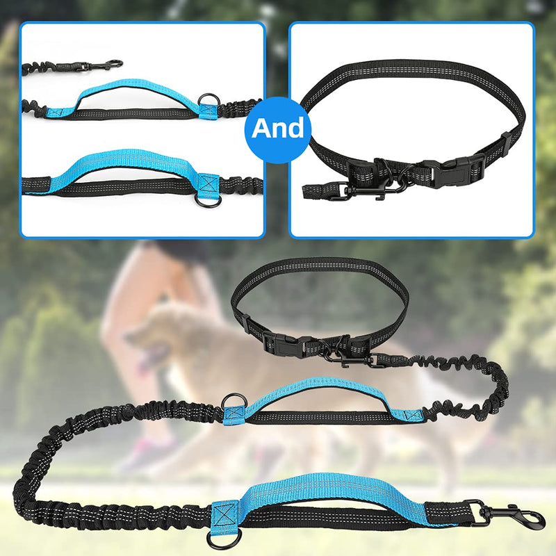 Achort Handsfree Dog Leash Adjustable Running Leash Puppy Leash for Dogs, Dog Belt Dog Leash Waist Belt Freestyle Lead, Reflective Stitching, for Dogs up to 110lbs (Blue) Blue - PawsPlanet Australia