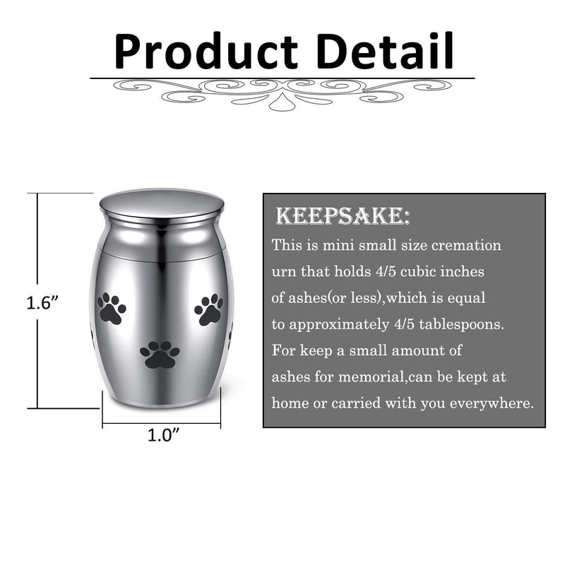 [Australia] - PiercingJ Custom Engraving Small Keepsake Urns for Pet Ashes Mini Cremation Urns Stainless Steel Cat Dog Paw Claw Memorial Ashes Holder Decorative Keepsake Urns for Ashes Loss of Pet Sympathy 