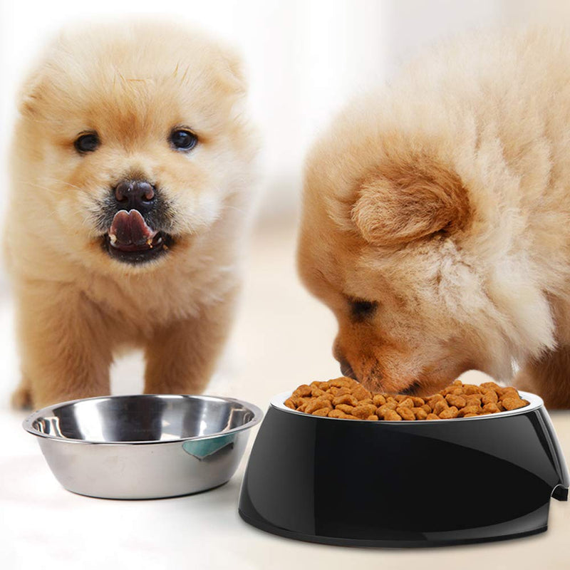 Zellar 2-in-1 Dog Food Bowls Large Pet Water Bowls Removable Stainless-Steel Bowl in Round Non-Skid Rubber Base Pet Bowls for Dogs and Cats, Black - PawsPlanet Australia