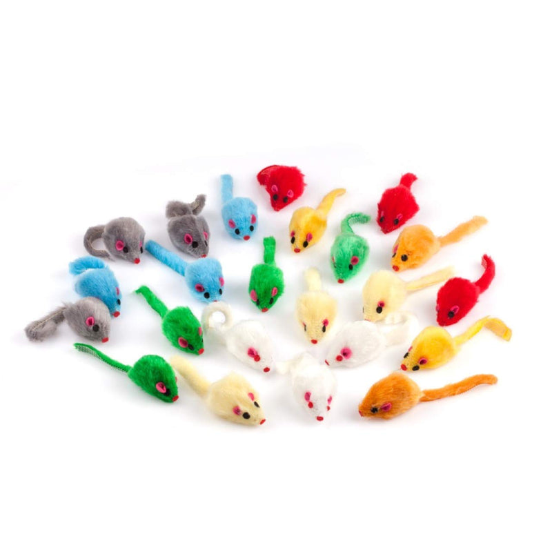 [Australia] - Chiwava 4.1'' Furry Cat Toy Mice Rattle Small Mouse Kitten Interactive Play Assorted Color Assorted Color 60PCS 