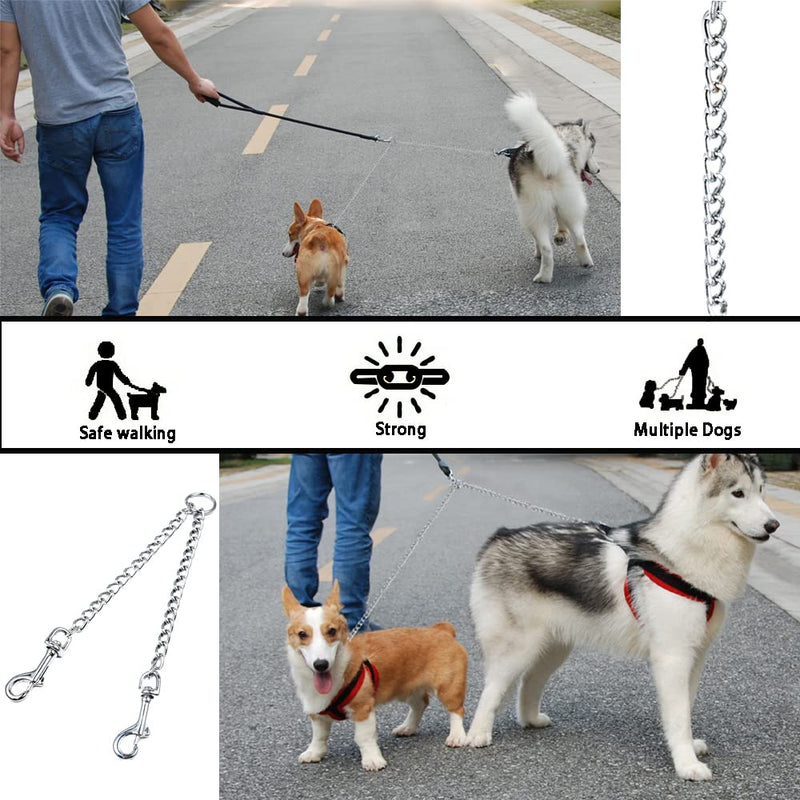 JVHLOV Double Metal Dog Leash, 360° Rotating Splitter for Two Dog Leashes, Double Dog Clutch, Double Leash, for Twins and Large Medium and Small Dogs - PawsPlanet Australia