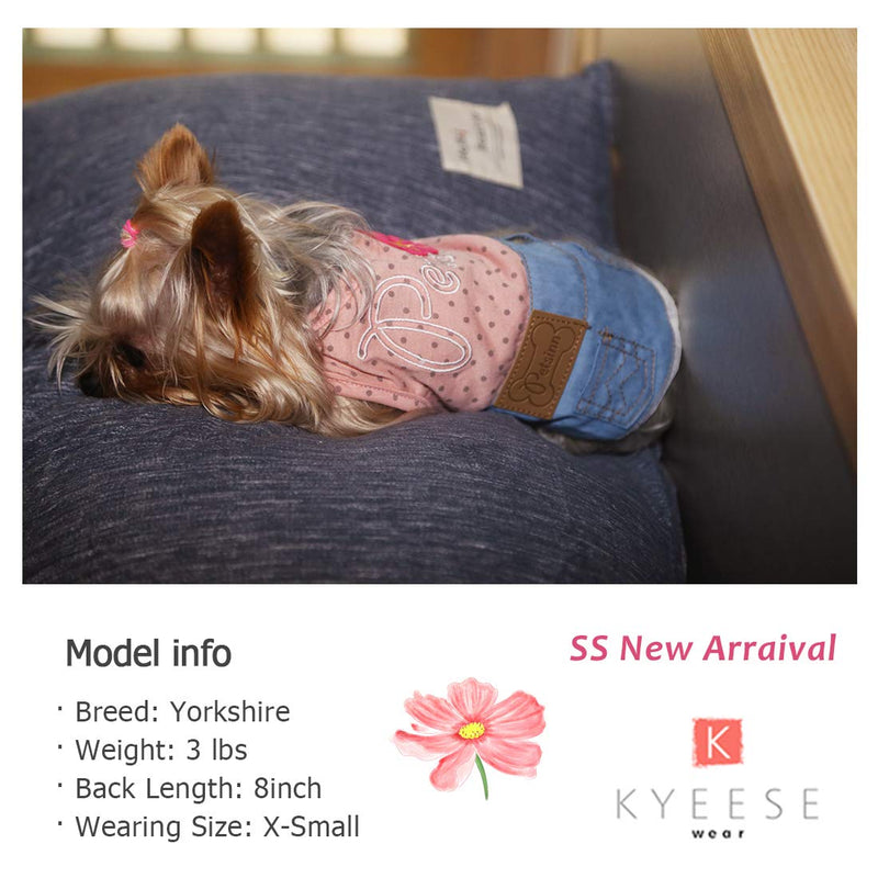 [Australia] - kyeese Dog Dress Polka Dot Sunflower Dog Shirt Denim with Lace Cat Shirt Small (Sunflower) Pink 