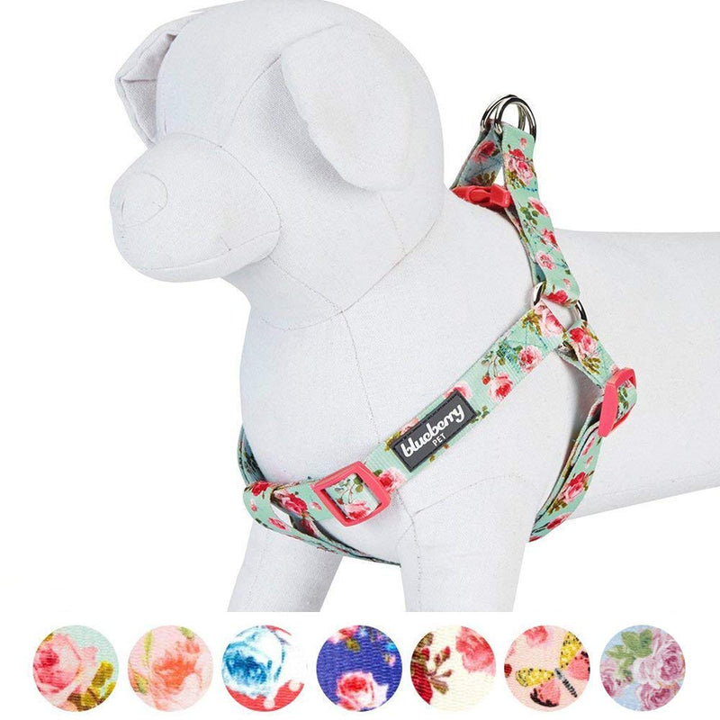 Blueberry Pet 10+ Patterns Spring Scent Inspired Floral Print/Camo Print Dog Harnesses Harness - (16.5" - 21.5") Chest Girth Turquoise - PawsPlanet Australia