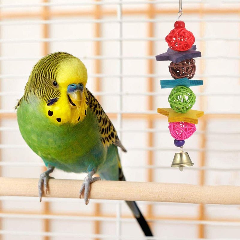 Wonninek 7 Pcs Bird Toys Bell Toys Hanging Swing Shredding Chewing Perches Parrot Toy Parrot Bite Toy For Budgie Parakeet Cockatiel Macaw - PawsPlanet Australia