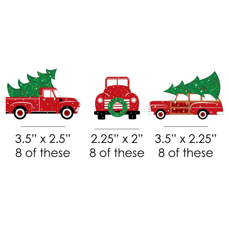 Big Dot of Happiness Merry Little Christmas Tree - Shaped Red Truck and Car Christmas Party Cut-Outs - 24 Count - PawsPlanet Australia