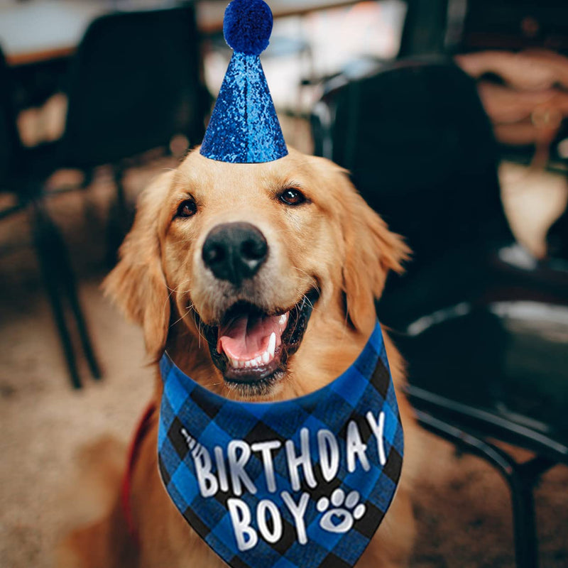 Dog Birthday Bandana, Pets Birthday Party Supplies Cute Boy Dog Birthday Outfit for Cat and Dog Decoration(Blue) Blue - PawsPlanet Australia