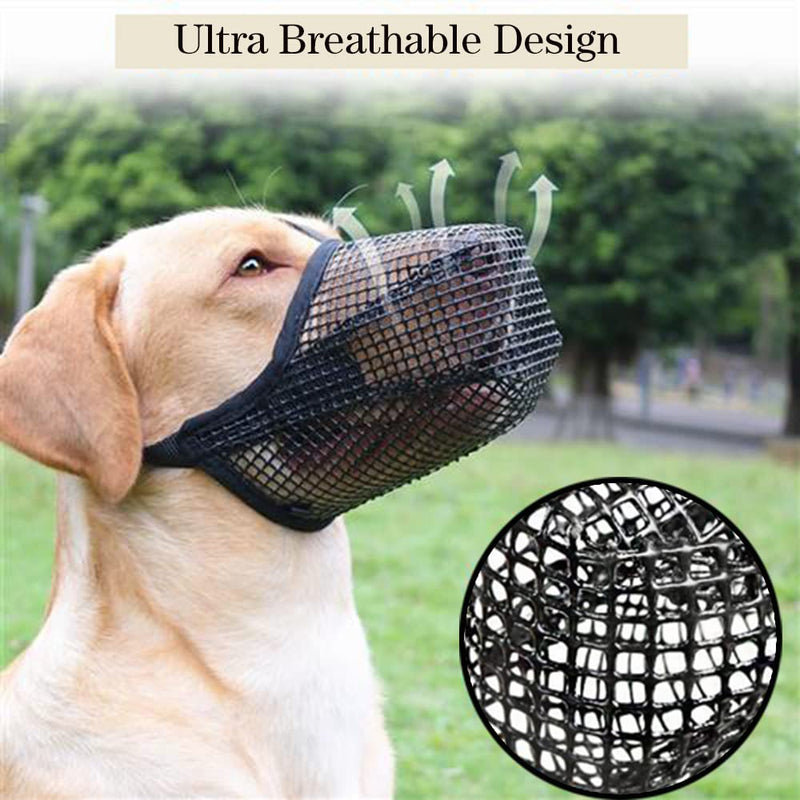 JVHLOV Dog Muzzle for Large Dog, Prevents Biting, Barking and Chewing, Dog Muzzle with Mesh and Adjustable Loop, Muzzle with Safety Strap for Small (M) M - PawsPlanet Australia