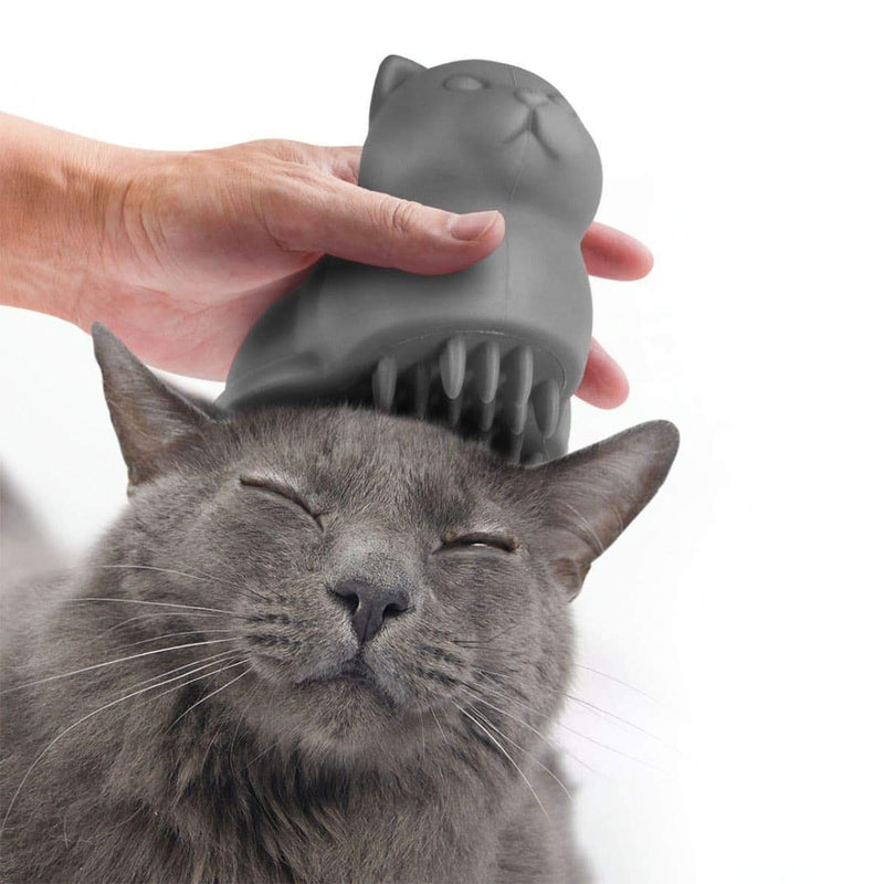 CKB LTD Meow Super Soft Silicone Cat Brush, Pet Brush with Ultra Soft Silicone Pins for Grooming Massage Bath Brush for Long and Short Scratches, Hair Removal Kitten Gray - PawsPlanet Australia