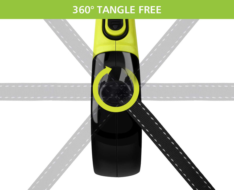 pecute Retractable Dog Lead- Easy One Button Brake & Lock- Reflective Nylon Tape Non-Slip Handle, 360° Tangle-Free Lead Extends up to 16ft of Freedom & Protection (Large) Large | 5m | Max 50KG - PawsPlanet Australia
