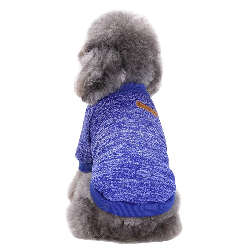 Jecikelon Pet Dog Clothes Knitwear Dog Sweater Soft Thickening Warm Pup Dogs Shirt Winter Puppy Sweater for Dogs (Dark Blue, XXS) XX-Small Dark blue - PawsPlanet Australia